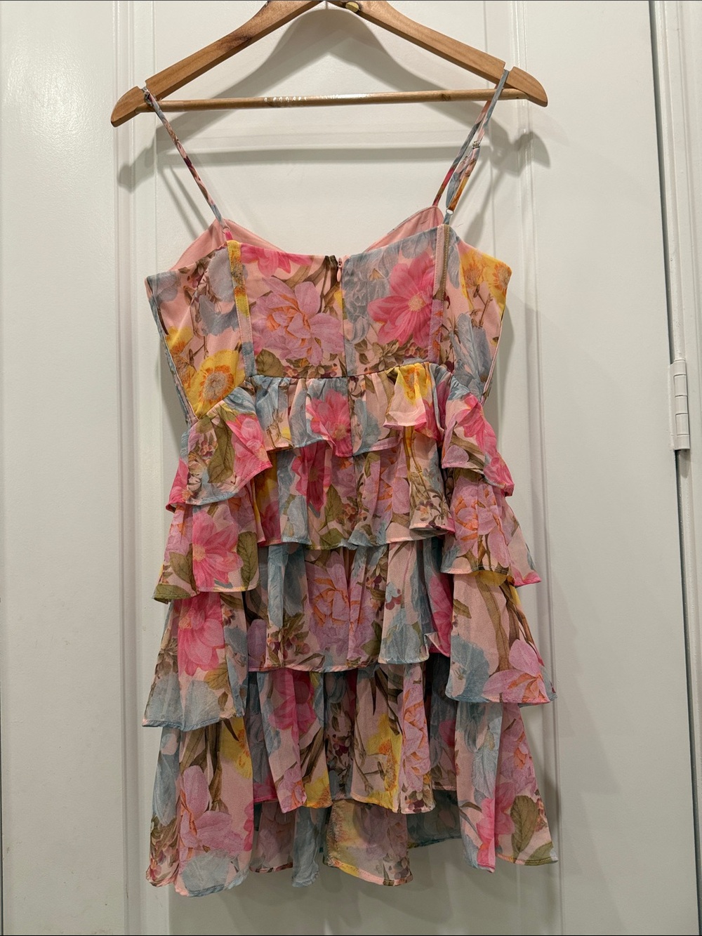 Olivaceous Pink Floral Tiered Ruffle Dress - Picture 3 of 10